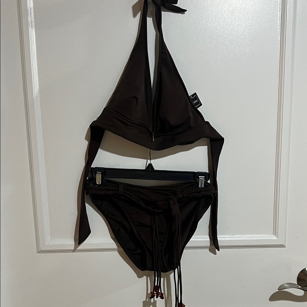 INC Brown Halter Bikini Set